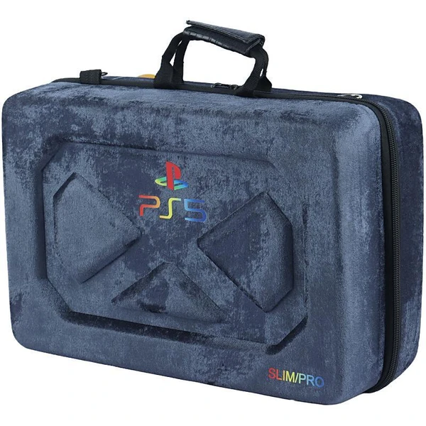 کیف کنسول بازی PS5 Slim pro سه ضلعی مخملی - درجه 1 طوسی