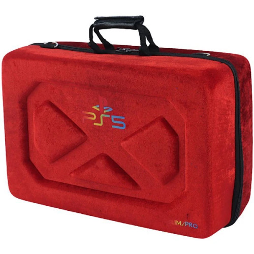 کیف کنسول بازی PS5 Slim pro سه ضلعی مخملی - درجه 1 زرشکی